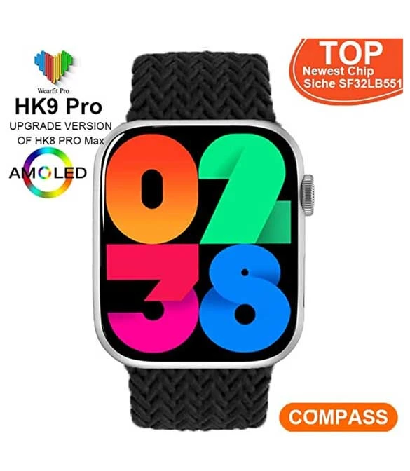 ساعة ذكية HK9 Pro Series 9 مقاس 2.02 بوصة - أسود