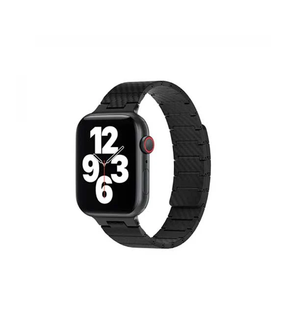 WiWU Wi-WB009 سوار مغناطيسي من ألياف الكربون لساعة Apple Watch مقاس 42/44/45/49 مم - أسود