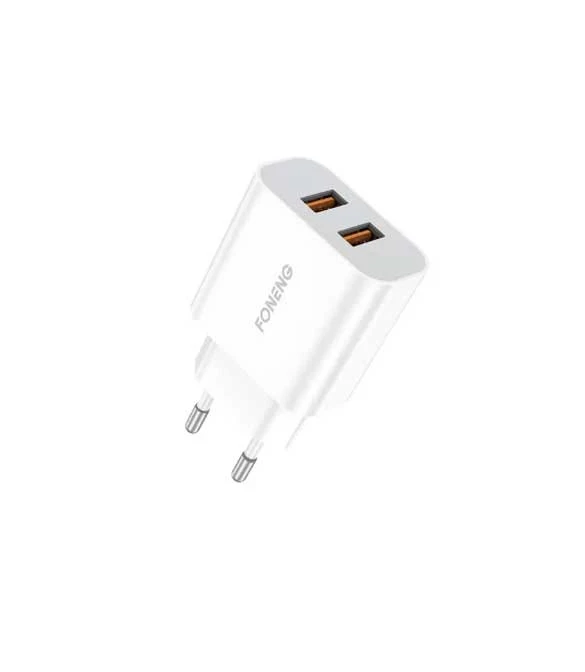 شاحن FONENG EU45 USB-A ثنائي المنفذ (2.4 أمبير) مع كابل Lightning