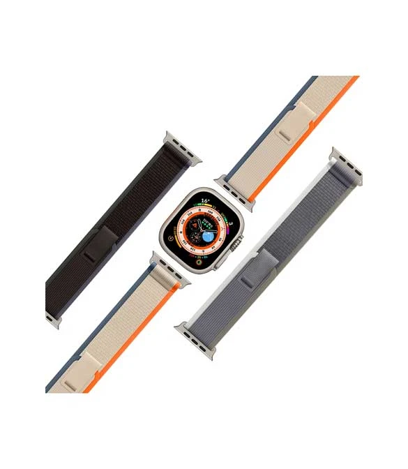 سوار ساعة WiWU WB-006 من النايلون المتين لساعة Apple Watch مقاس 42،44،45،49 مم - أزرق + أسود