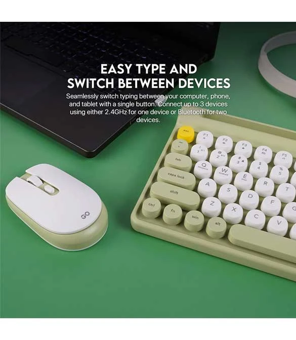 مجموعة لوحة المفاتيح والماوس اللاسلكية Fantech MOCHI WK897 80Keys - لون الخوخ