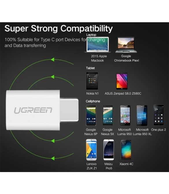 محول USB 3.1 C OTG من UGREEN US157 Micro إلى Type-C - أسود