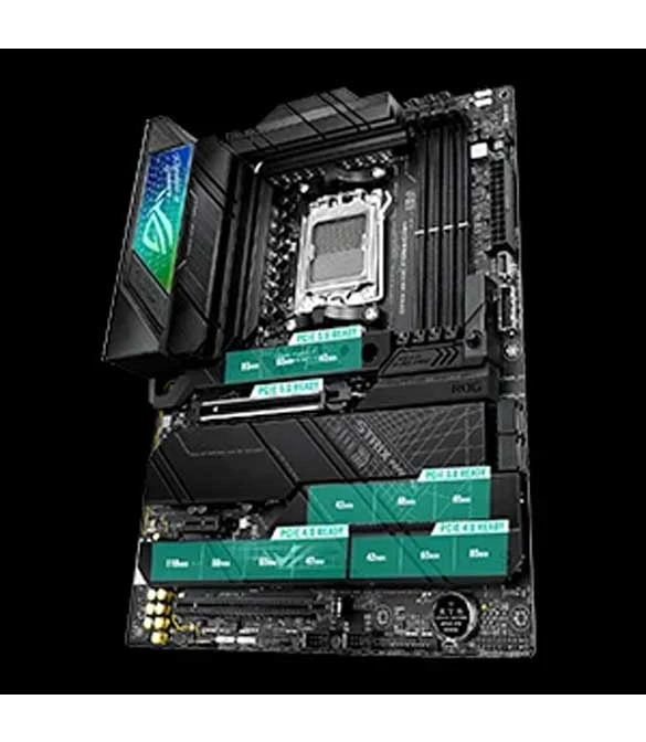 لوحة ASUS ROG STRIX X670E-F GAMING WIFI 6E DDR5 AM5 RYZEN 7000 PCIE 5.0 4X M.2 SLOTS مع مشتتات حرارية AI COOLING II