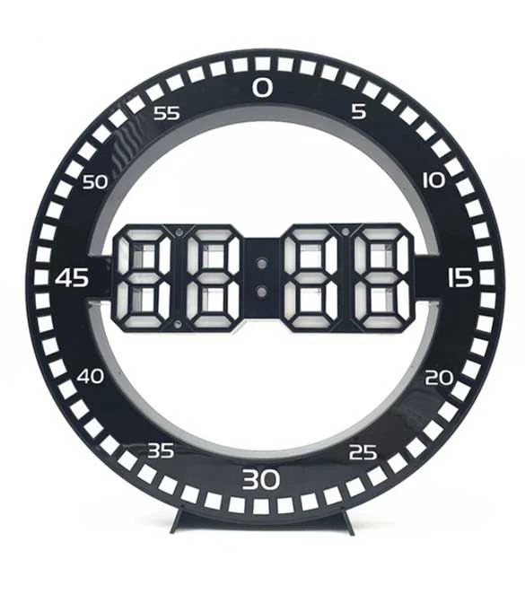 ساعة حائط رقمية LED ثلاثية الأبعاد من ماجيل - بيضاء