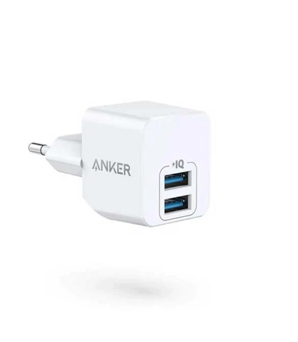 منفذ USB مزدوج ANKER Power Port Mini 2 بقوة 12 وات، أبيض