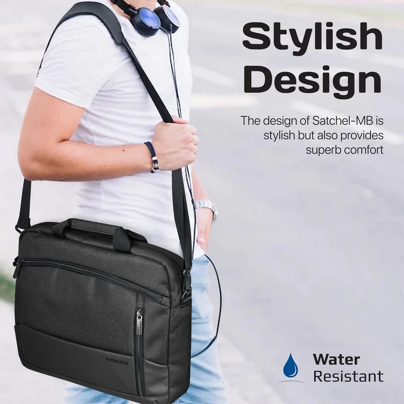 حقيبة Promate Satchel-MB SleekComfort™ للكمبيوتر المحمول مقاس 15.6 بوصة