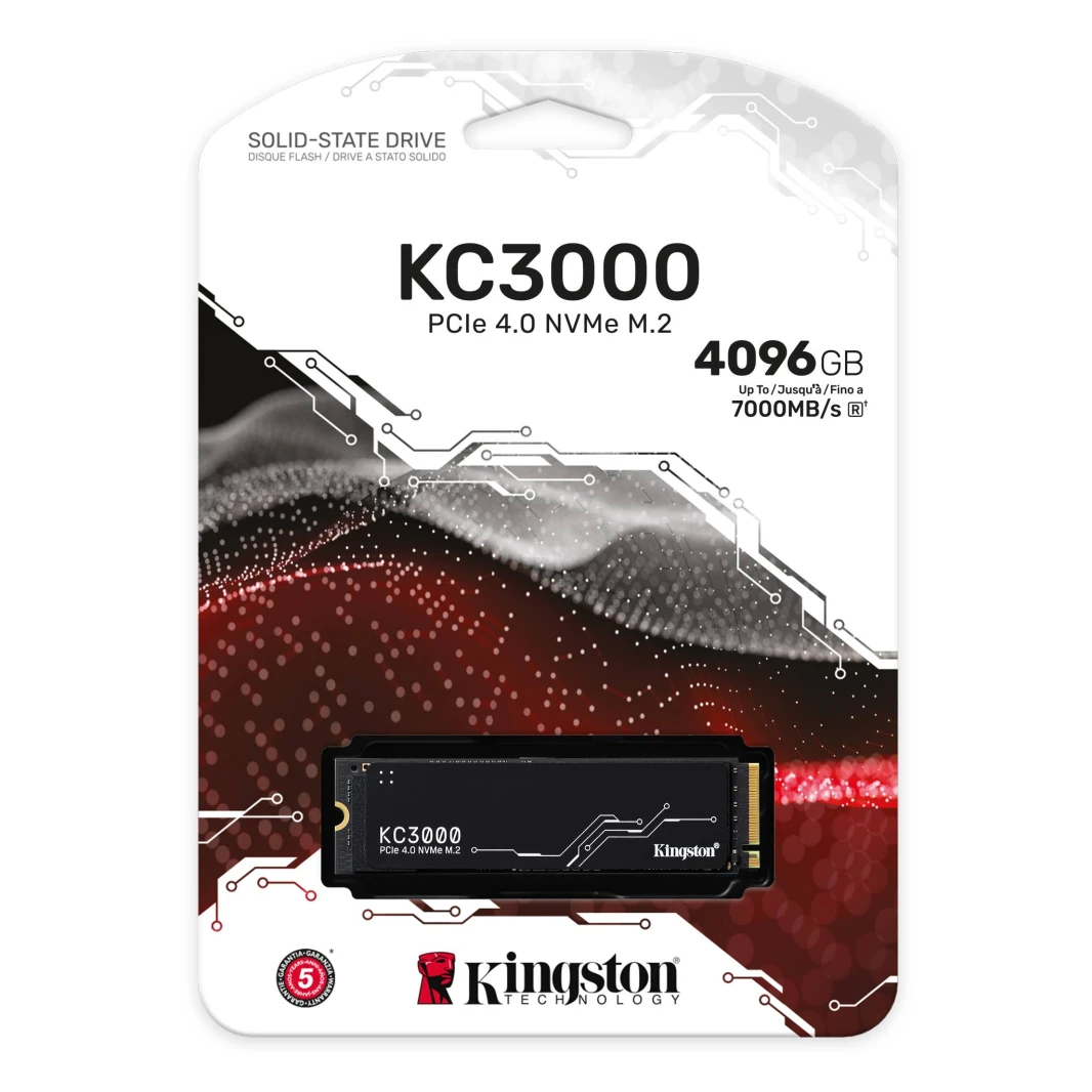 Kingston KC3000 SSD بسعة 4 تيرابايت / 4096 جيجابايت PCIe 4.0 NVMe M.2 بسعة تصل إلى 7000 ميجابايت