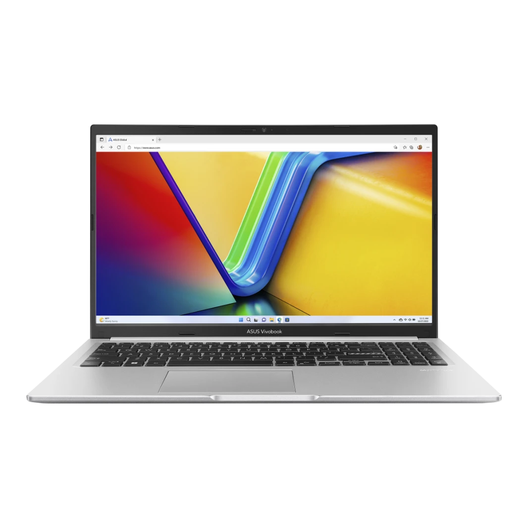 كمبيوتر محمول ASUS X1502ZA VivoBook i5-12500H سعة 8 جيجابايت و512 جيجابايت SSD باللون الفضي الجليدي