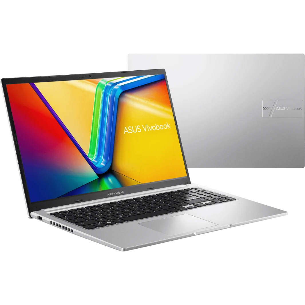 كمبيوتر محمول ASUS X1502ZA VivoBook i5-12500H سعة 8 جيجابايت و512 جيجابايت SSD باللون الفضي الجليدي