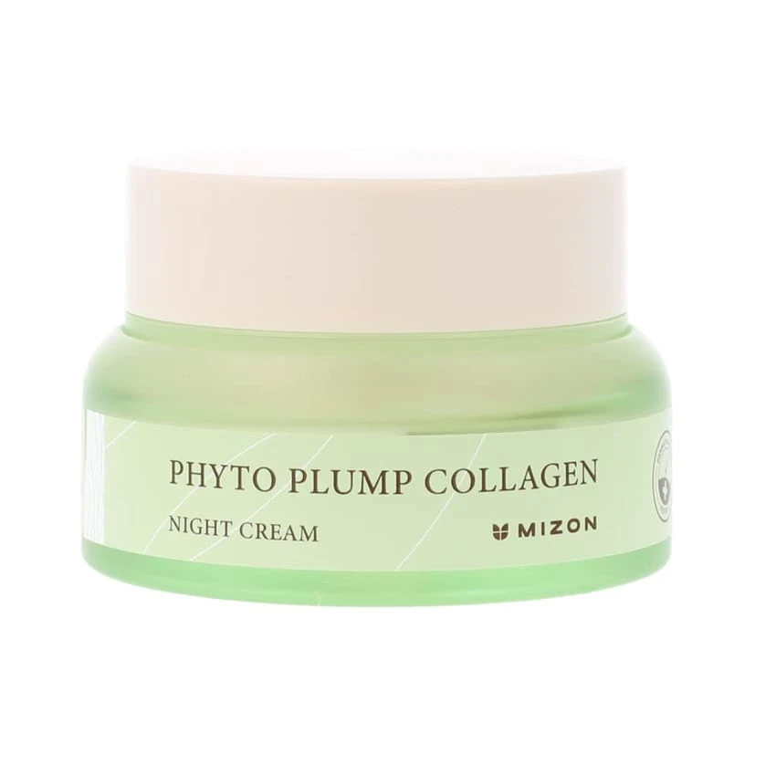 كريم MIZON Phyto Plump Collagen الليلي، مضاد للتجاعيد، كولاجين نباتي، مرطب، تركيبة نباتية آمنة (50 مل/1.69 أونصة)