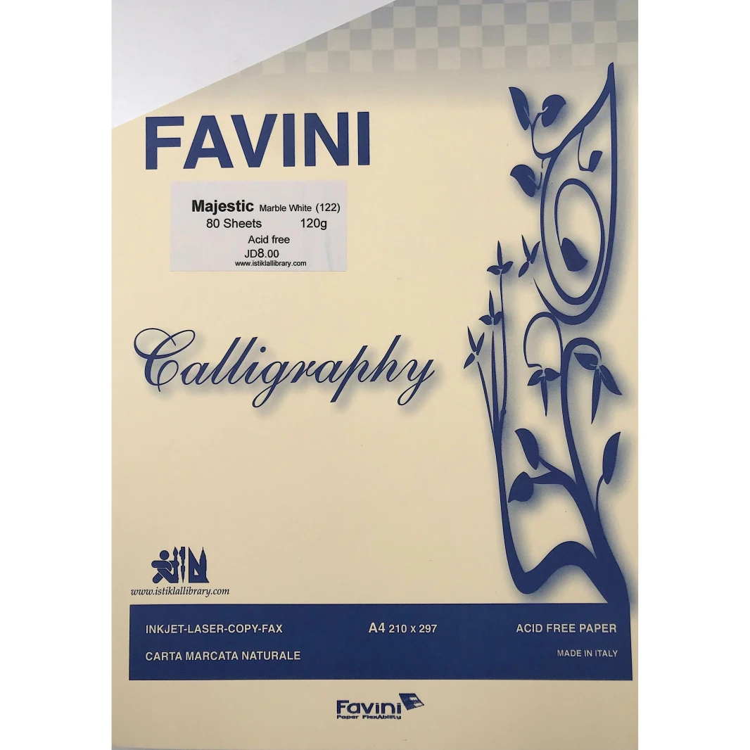 ورق Favini Majestic Metallic Satinated Marble White 120g A4 - عبوة من 80 ورقة