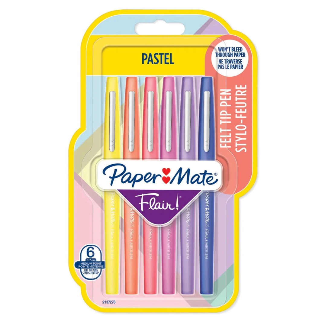 مجموعة أقلام حبر باستيل جديدة من Paper Mate Flair مقاس 0.7 مم - باستيل