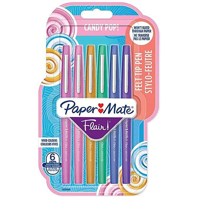 مجموعة أقلام حبر جديدة من Paper Mate Flair Candy Pop متوسطة الحجم 0.7 مم - Candy Pop