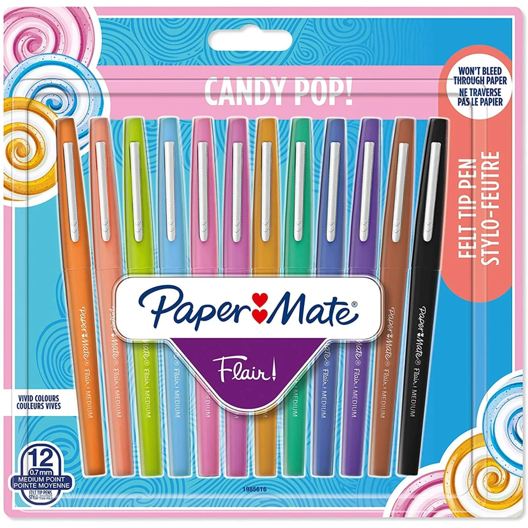 مجموعة أقلام حبر جديدة من Paper Mate Flair Candy Pop متوسطة الحجم 0.7 مم - Candy Pop