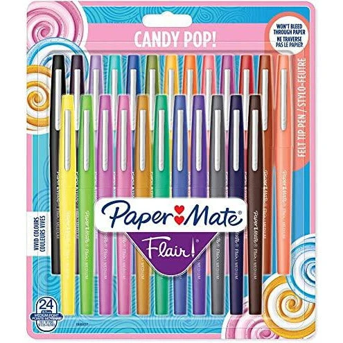 مجموعة أقلام حبر جديدة من Paper Mate Flair Candy Pop متوسطة الحجم 0.7 مم - Candy Pop