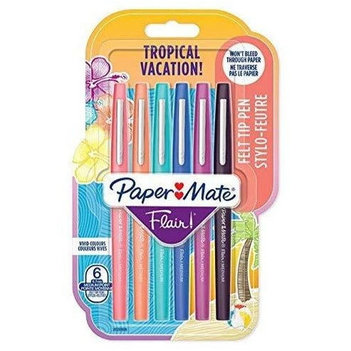 مجموعة أقلام حبر من Paper Mate Flair متوسطة الحجم 0.7 مم - Tropical Vacation