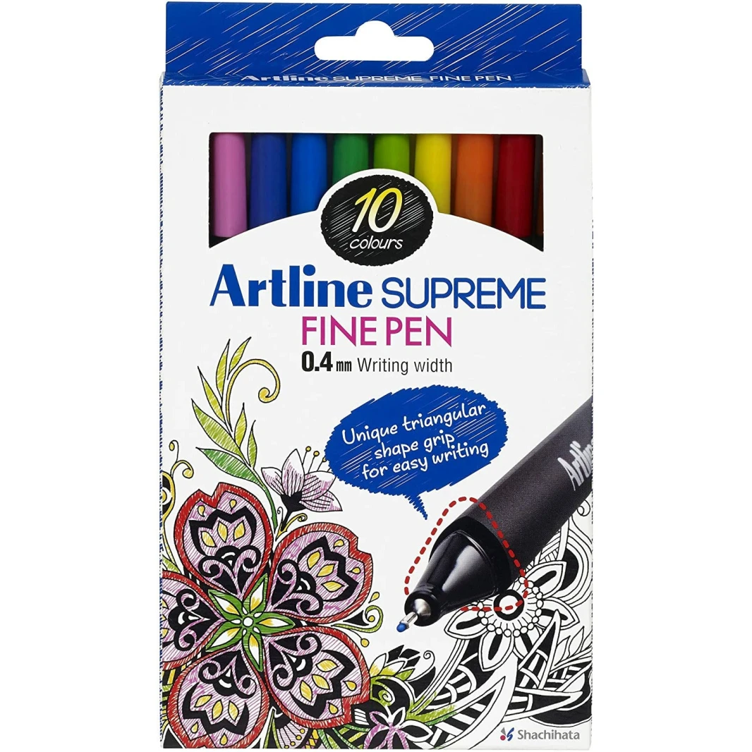 مجموعة أقلام تحديد رفيعة من Artline Supreme مقاس 0.4 مم - عبوة من 10 قطع