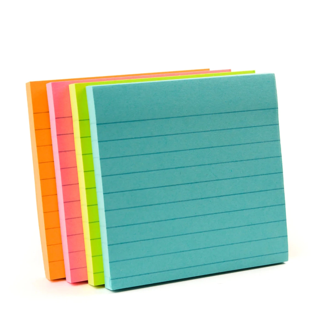 3M Post-it® Super Sticky Lined Notes 4"x4" Miami Collection - عبوة من 4 قطع ملونة