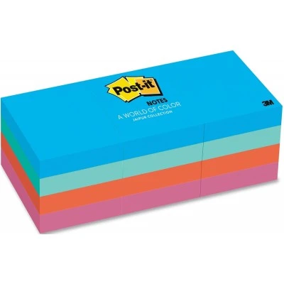 3M Post-it® Notes مقاس 1.5 بوصة × 2 بوصة - عبوة من 12 ورقة ملونة (متنوعة)