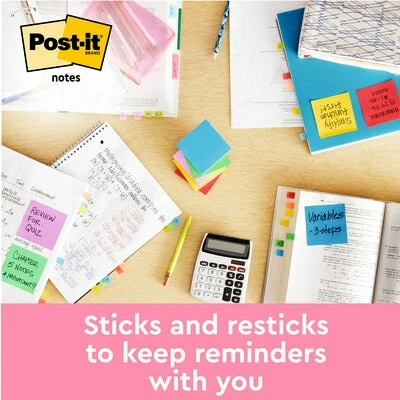 3M Post-it® Notes مقاس 1.5 بوصة × 2 بوصة - عبوة من 12 ورقة ملونة (متنوعة)