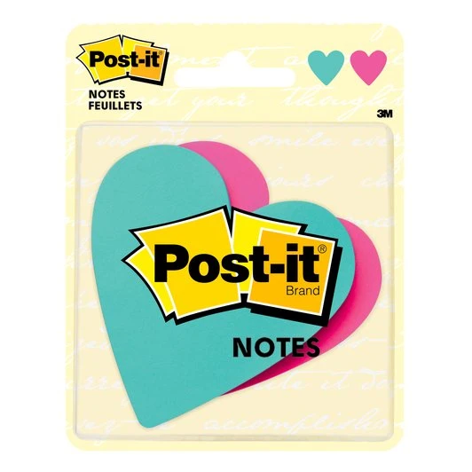 3M Post-it® 2.6 × 2.6 بوصة على شكل قلب - عبوة من قطعتين