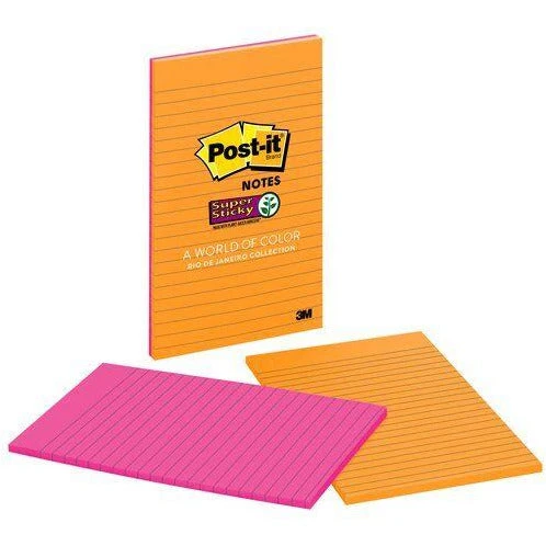 3M Post-It® Notes Super Sticky 5"x8" / عبوة من قطعتين ملونة