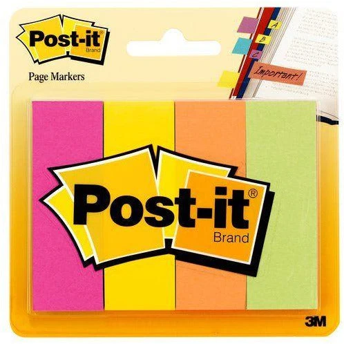 أقلام تحديد الصفحات Post-it® من 3M / عبوة من 4 قطع (فلورية)