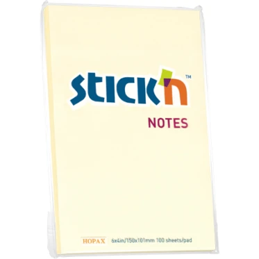 ورق ملاحظات لاصق من Hopax Stick'n Notes مقاس 6 × 4 بوصة باللون الأصفر