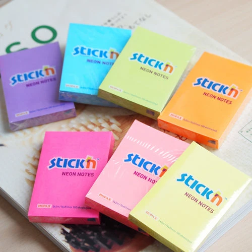 مجموعة من 4 ألوان من Hopax Stick'n Notes Neons مقاس 3 × 2 بوصة