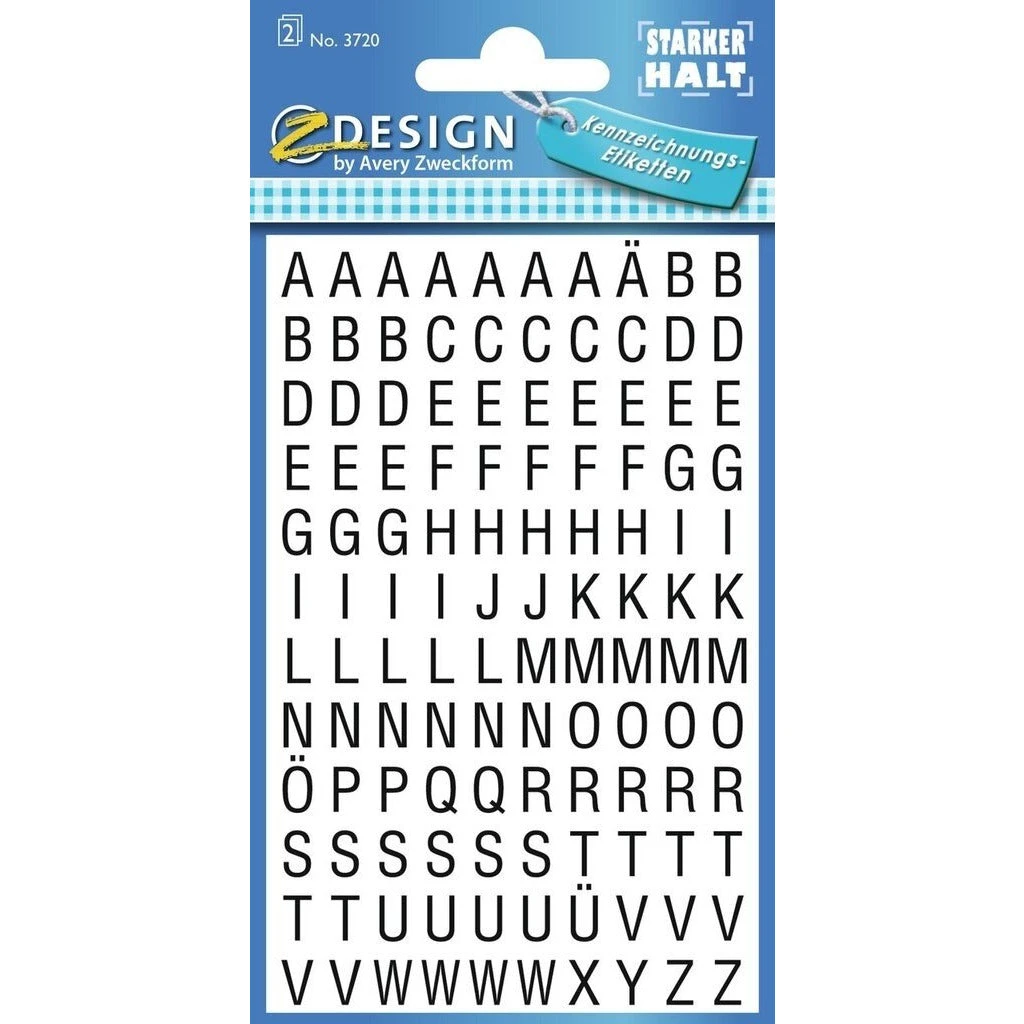 ملصقات Zweckform A-Z مقاس 6.5 مم باللون الأسود على مربعات بيضاء مقاس 8 × 10 مم - عبوة من 240 قطعة