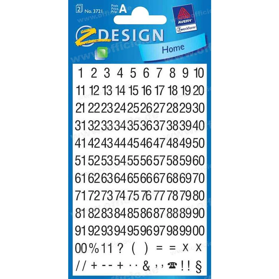 ملصقات Zweckform 1-100 Numbers 5mm Black on White Squares 8x10mm مقاومة للعوامل الجوية - عبوة من 240