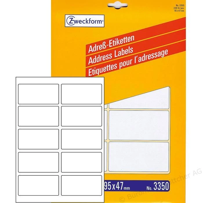 ملصقات عناوين Zweckform القابلة للطباعة بحجم A4 - عبوة من 20 ورقة
