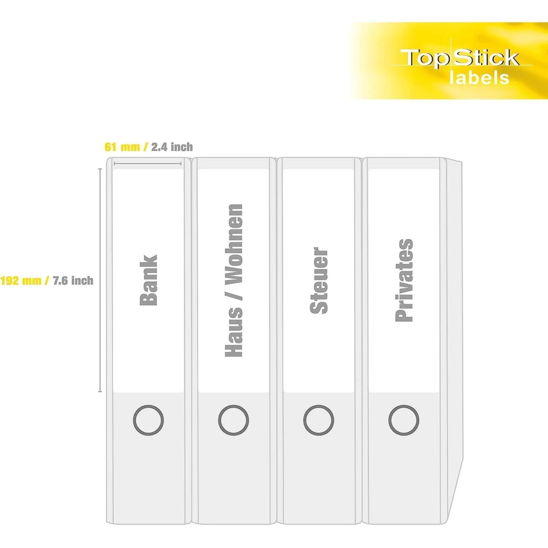 ملصقات ملفات TopStick LAF BoxFile ذات العمود الفقري العريض 4 أوراق مقاس A4 قابلة للطباعة باللون الأبيض مقاس 192 × 61 مم - عبوة من 25 ورقة