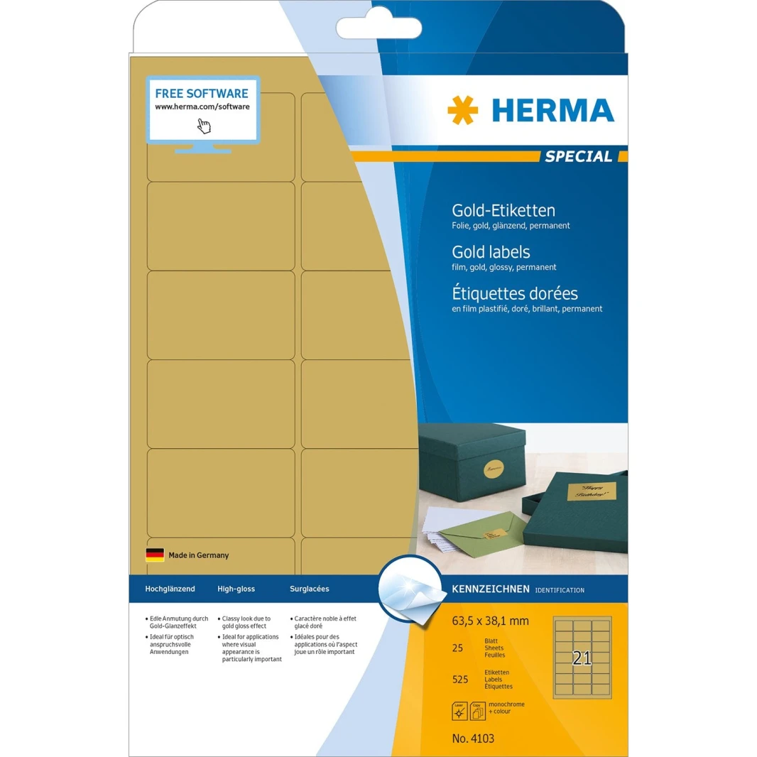 ملصقات Herma Gold A4 - عبوة من 25 ورقة