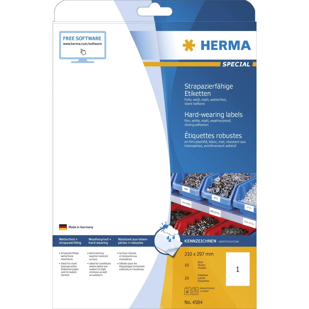 ملصقات Herma HD A4 - عبوة من 10 أوراق