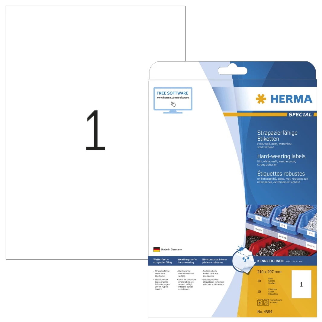 ملصقات Herma HD A4 - عبوة من 10 أوراق