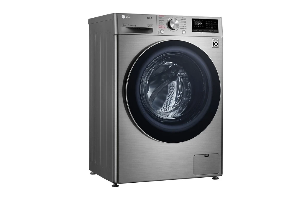 غسالة ملابس LG 8 كجم 1200 دورة في الدقيقة بخار Direct Drive ThinQ - فضي (جديد 0)