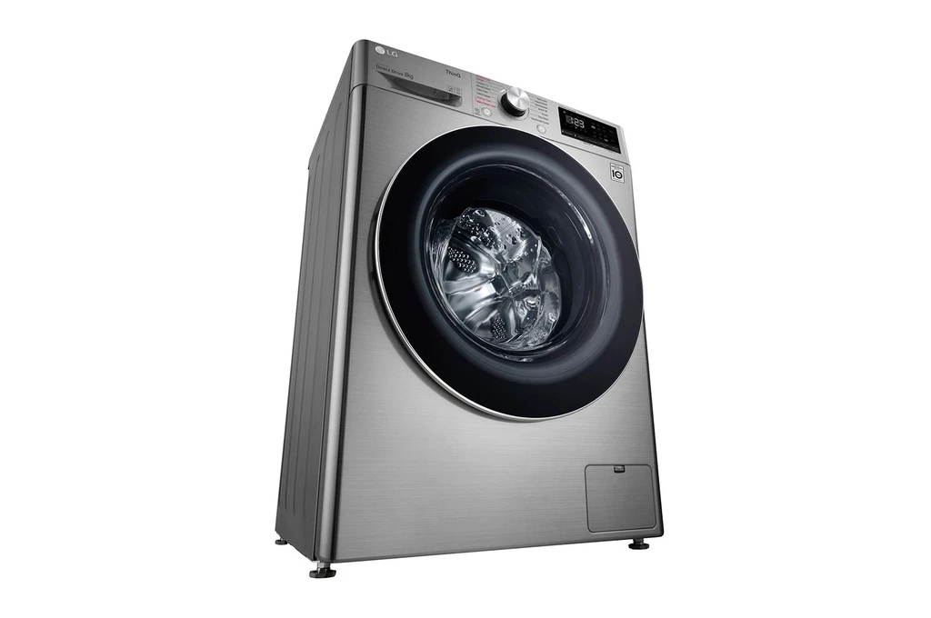 غسالة ملابس LG 8 كجم 1200 دورة في الدقيقة بخار Direct Drive ThinQ - فضي (جديد 0)