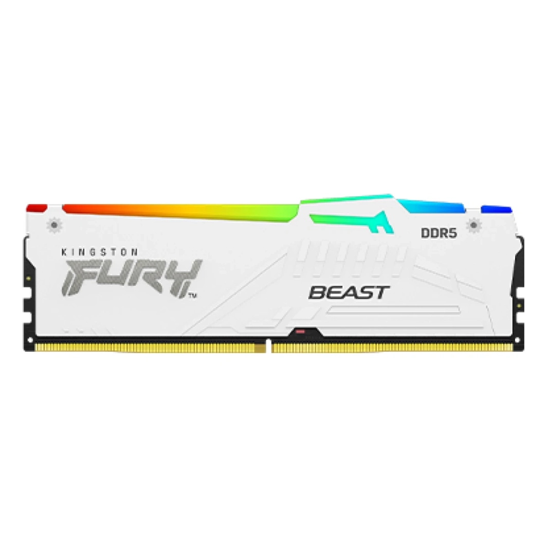 ذاكرة Kingston DDR5 CL30 FURY Beast White RGB EXPO بسعة 32 جيجابايت وسرعة نقل بيانات 6000MT/s