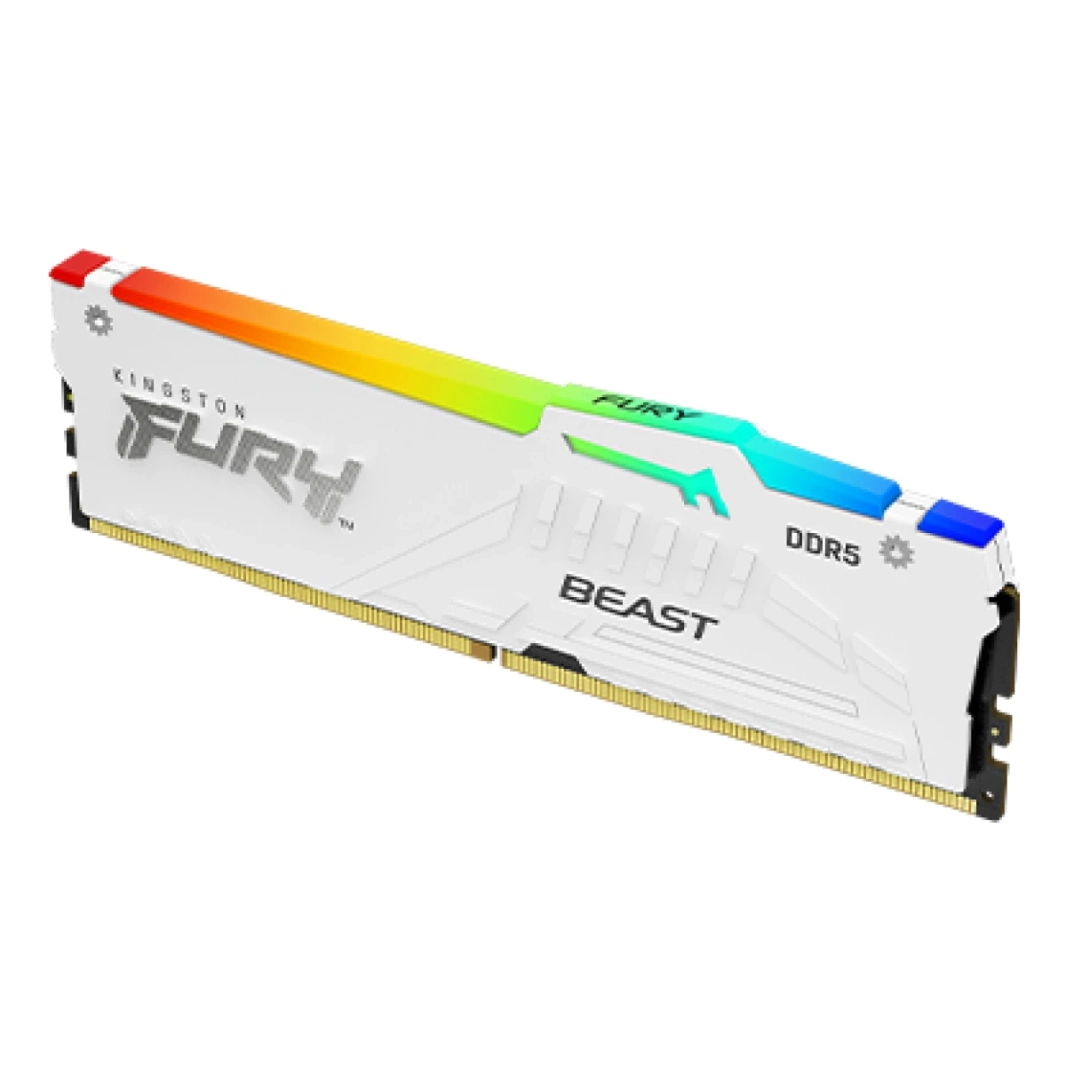 ذاكرة Kingston DDR5 CL30 FURY Beast White RGB EXPO بسعة 32 جيجابايت وسرعة نقل بيانات 6000MT/s