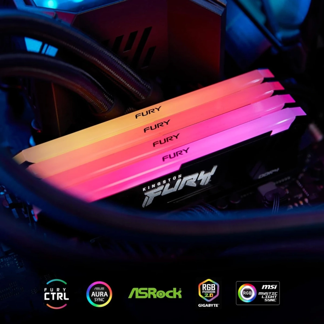 ذاكرة Kingston DDR5 CL30 FURY Beast White RGB EXPO بسعة 32 جيجابايت وسرعة نقل بيانات 6000MT/s