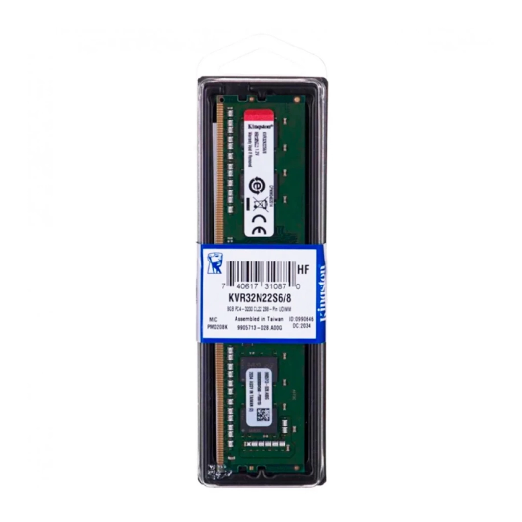 ذاكرة عشوائية Kingston KVR32N22S6/8 8GB DDR4 3200MT/s غير ECC RAM DIMM