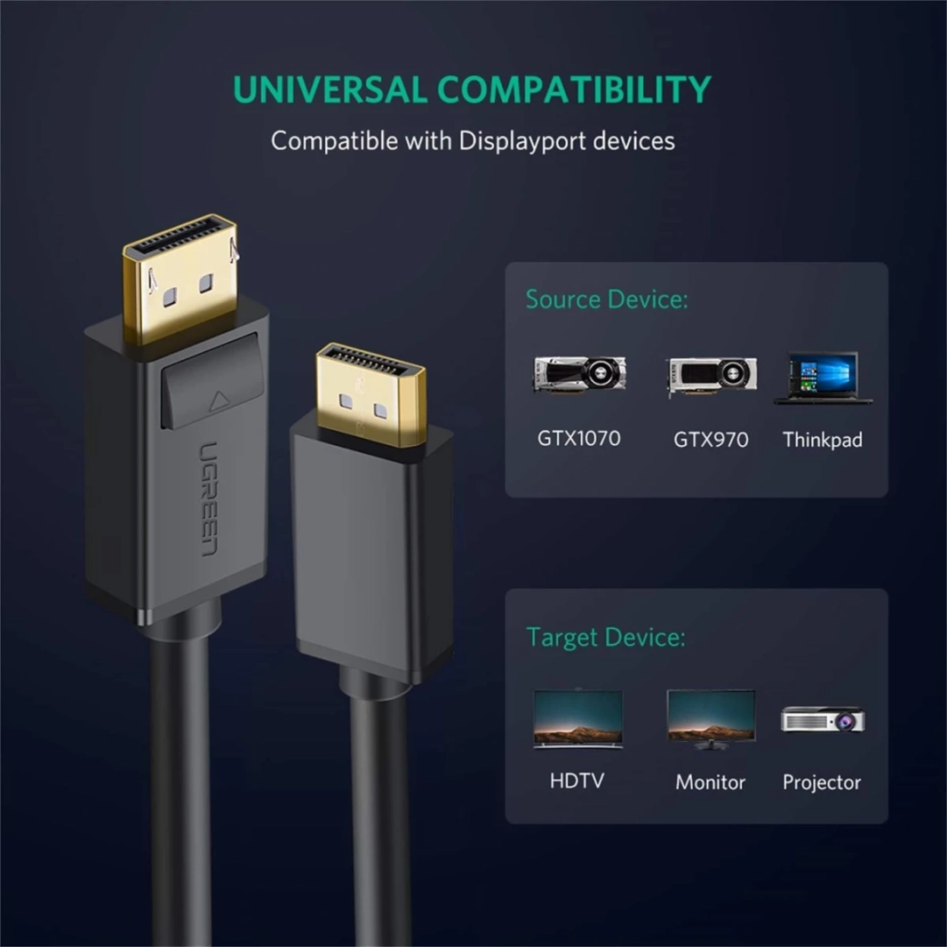 كابل DisplayPort من UGREEN بدقة 4K من DisplayPort إلى DisplayPort