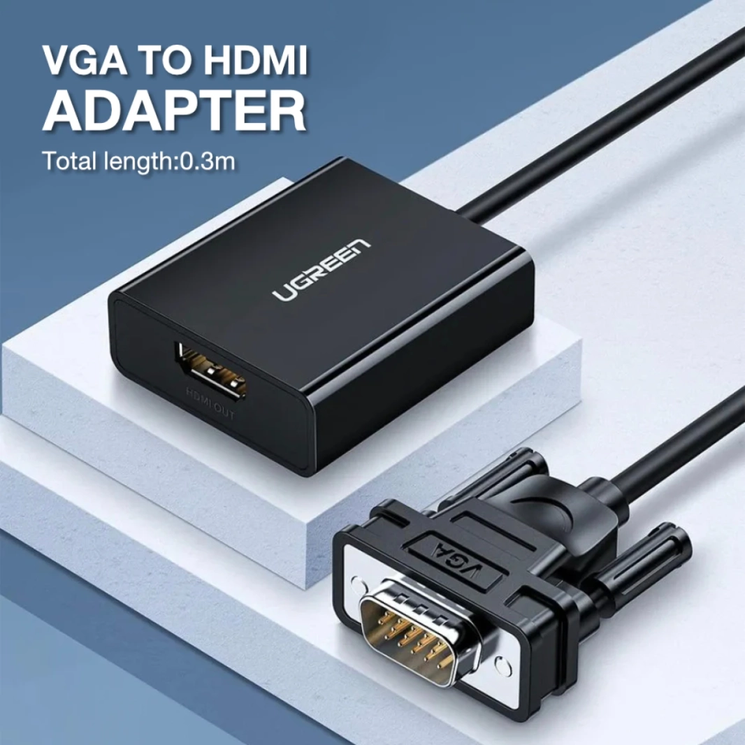 محول UGREEN VGA إلى HDMI (محول VGA ذكر إلى HDMI أنثى)