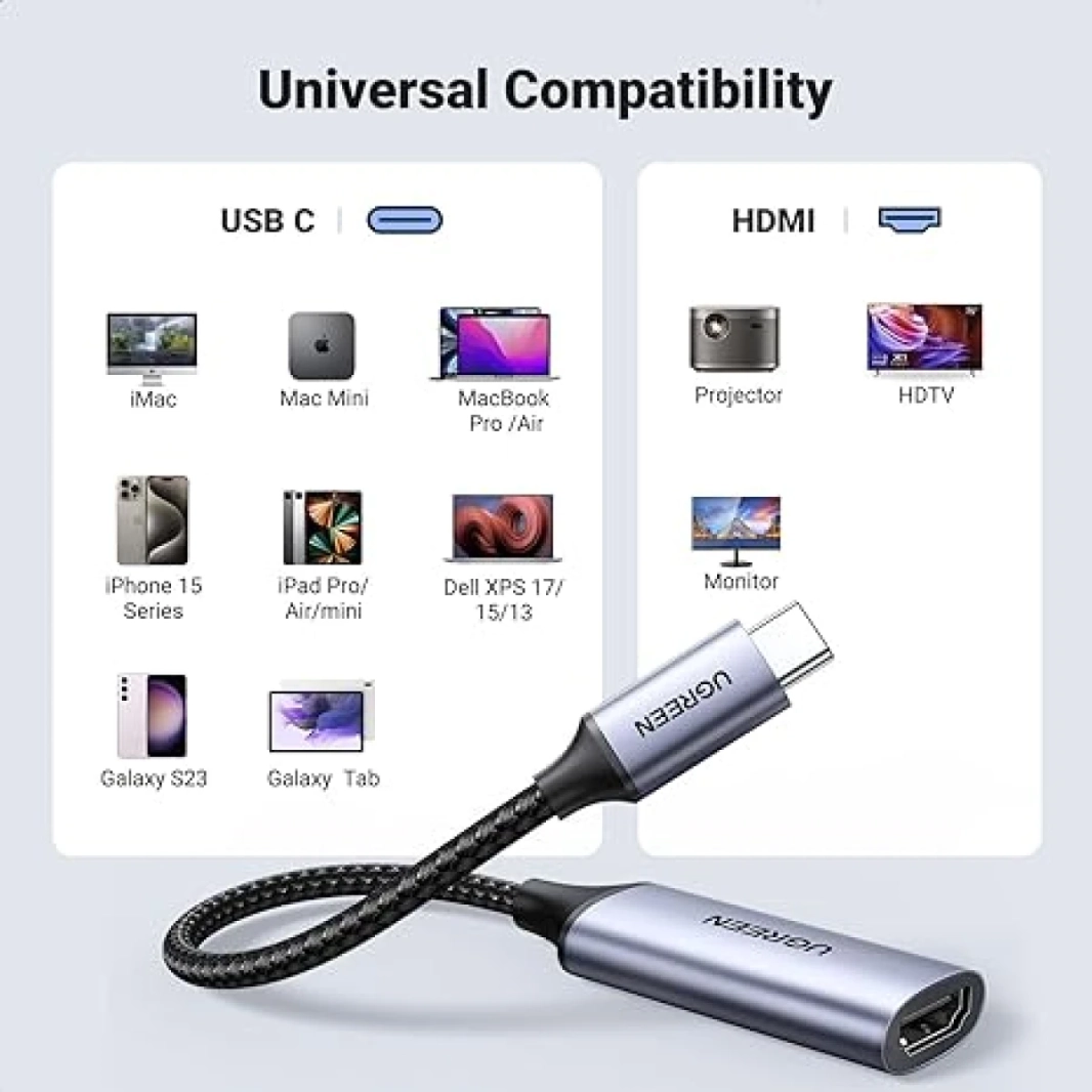 كابل محول USB-C إلى HDMI من UGREEN بدقة 4K@60Hz من الألومنيوم