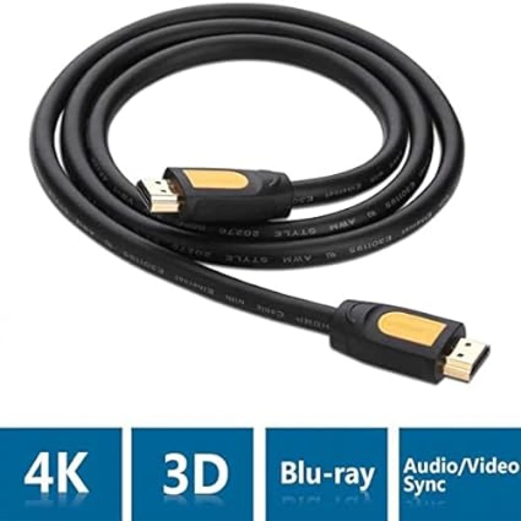 كابل HDMI دائري من UGREEN بطول 2 متر - أصفر/أسود