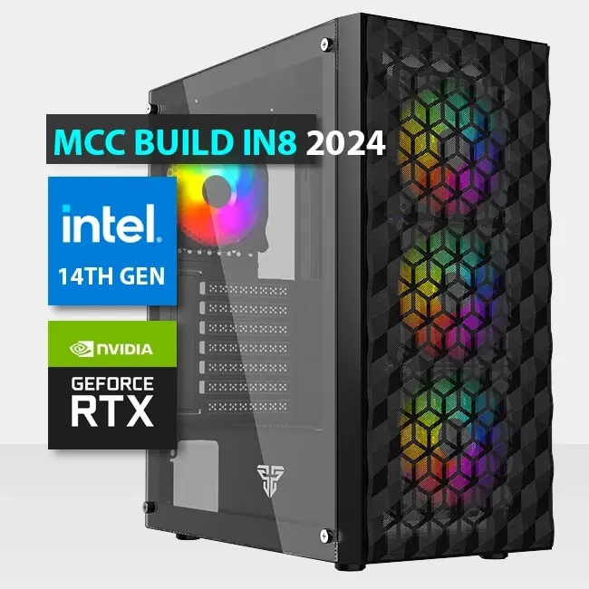 MCC IN8-24 - بناء كمبيوتر ألعاب MIDAS || Intel Core i5-14400F الجيل الرابع عشر 10-Core - بطاقة رسوميات GIGABYTE RTX 4060 Ti GAMING OC 8G