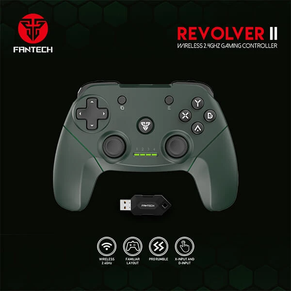 وحدة تحكم الألعاب اللاسلكية Fantech WGP12 REVOLVER - خضراء