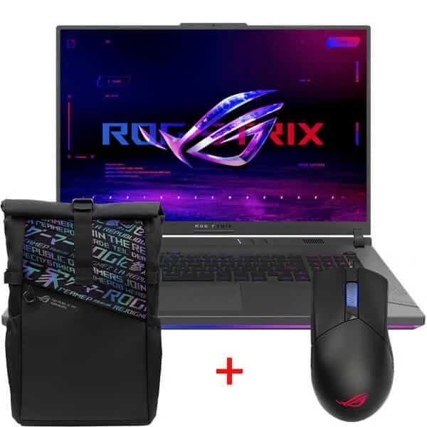 لاب توب ASUS ROG Strix G18 G814 للألعاب - Intel Core i9-14900HX - RTX 4070 8GB - شاشة 18 بوصة 2.5K WQXGA IPS 240Hz - أخضر فولت (حزمة كاملة) ماوس وحقيبة ظهر