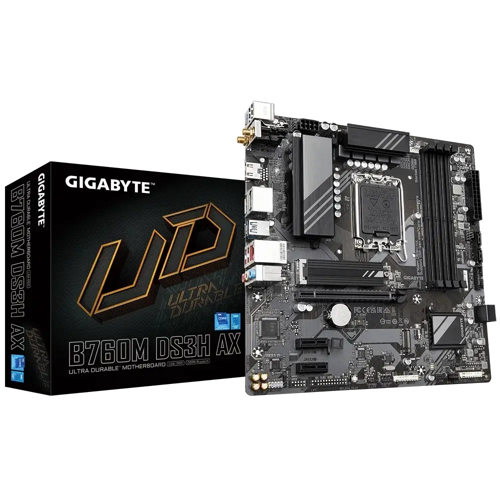 لوحة أم GIGABYTE B760M DS3H AX DDR5 واي فاي وبلوتوث